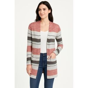 Maurices Womens Striped Thin Knit Long Sleeve Lightweight Cardigan Size 0